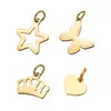 Aço Inoxidável Coroa de Borboleta em Forma de Coração Estrela de Cinco Pontas Pequeno Pingente Acessório Personalizado Simples Galvanizado a Vácuo Ouro 18K