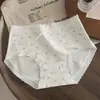 Pantaletas de mujer estilo pastoral floral frescas y delicadas, entrepierna de seda antibacteriana 7A transpirable, bragas de encaje de cintura media para niñas