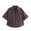 Exportación Transfronteriza al por Mayor Ropa de Mujer Primavera 2026 Estilo Europeo y Americano Cuello Solapa Manga Enrollada Camisa de Mezcla Tops para Mujer F610560