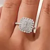 Anillo de Plata S925 con Moissanita Estilo Cubo de Azúcar, Suministro Directo de Fábrica, Lujo Ligero, Deslumbrante, Hermoso, Exquisito, Joyería para el Día a Día