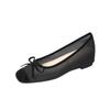 796-11 Flats Pequeños para Aumentar la Altura Punta Cuadrada Lazo Malla Plateada Transparente Zapatos de Mujer Casual Ropa de Trabajo Zapatos