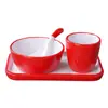  Vajilla creativa de imitación de porcelana nórdica, vajilla de melamina para hotel, juego de mesa comercial de dos colores, juego de cuatro piezas: tazón, plato, taza, palillos