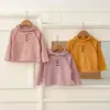 Nueva Camiseta de Manga Larga a Rayas Estilo Coreano para Niños y Niñas, Temporada de Primavera y Otoño, Camiseta Interior de Cuello Alto, Versátil Casual para Bebé