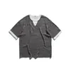 Camiseta para Hombre Undrest Verano Nueva Casual Tendencia Retro Japonés Falsa de Dos Piezas Cómoda Transpirable Manga Corta Dt68