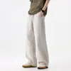 Pantalones Casuales de Lino Lyocell Estilo Relajado para Hombre 2026, Pantalones Casuales Delgados de Pierna Ancha con Corte Curvo para Primavera/Verano