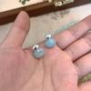Pendientes de Cola de Pez de Cristal Verde Océano Menta Mambo Primavera y Verano Diseño Fresco Mori Pendientes Súper Hada Pendientes Pendientes