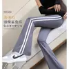 Pantalones de Piel de Tiburón Microacampanados Ropa de Abrigo para Mujer Primavera/Otoño Tallas Grandes Gorditas Cintura Alta Adelgazantes Microacampanados Ajustados Raya Lateral Pantalones Base para Yoga