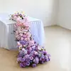 Arranjo de flores em formato de cruz, tipo tira longa, para corredor de casamento, fundo de palco, decoração de passarela em T, vitrine de loja, display de beleza, decoração de banquete, flores artificiais