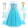 Falda clásica congelada de la Princesa Elsa azul falda de red de pesca de Elsa vestido de verano para niñas una generación de cabello