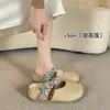 Mules cerrados de suela gruesa para aumentar la altura, estilo Birkenstock tejido, para mujer, para usar al aire libre en verano, modelo nuevo 2026, sandalias de lino para calzar sin cordones