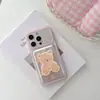 Plata mate, pantalla completa, diseño de oso de peluche rosa, adecuado para funda de teléfono iPhone 17 Pro Max, Apple 18, lindo, con soporte, para iPhone 15