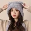 Gorro de Punto de Color Sólido Holgado para Mujer en Invierno, Moderno y a la Moda, Hace que la Cara Parezca Más Pequeña, Cálido y Protector de Orejas, Sombrero de Lana