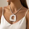 Collar de Metal con Colgante Geométrico Transfronterizo Europeo y Americano, Collar Sencillo Versátil de Cuerda Dorada Trenzada para Clavícula, Más Vendido en Amazon