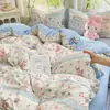 Conjunto de Pijama de Gaze Dupla Camada Classe A Quatro Peças Estilo Fresco Ins Super Macio Algodão Puro Desenho Animado Roupa de Cama para Estudante Conjunto de Três Peças