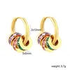 Pendientes de Moda Versátiles Color Mixto Redondos Huecos con Pedrería Pinzas para Oreja Collar con Colgante de Círculo Joyería de Acero Inoxidable Chapado en Oro para Mujeres