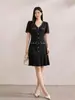 [En Stock] Vestido de Verano Nuevo para Mujer Tallas Grandes, Holgado, Elegante, de Longitud Media para Damas Ligeramente Gorditas, Vestido Adelgazante y Favorecedor