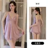 Bata de Noche Sexy de Malla DZ Ruiroo para Mujer con Push-Up, Acolchada, sin Espalda, Adornada con un Lazo Dulce con Cinturón ZM7756