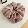 Goma para el pelo de satén texturizado, color liso, estilo coreano, tamaño grande, accesorio versátil para coleta, liga para el pelo