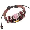 Pulseira retrô de personalidade em couro de vaca, moda, temperamento, coringa, pulseira de couro com contas, novo, fornecimento de fabricantes de pulseiras