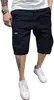 Shorts Cargo Esportivo Masculino Amazon Transfronteiriço 2026 Tamanho EUA com Cordão, Calça de Moletom Casual Multibolsos, Cor Sólida, Tamanho Plus