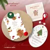 Tarjeta de felicitación de Feliz Navidad, Etiqueta para Nochebuena, Caja de regalo de flores, Tarjeta de bendición, Postre de pastel, Tarjeta de decoración de recuerdo