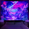Amazon venta caliente transfronteriza tapiz fluorescente UV tela colgante luminosa decoración de habitación tela de fondo tapiz morado colgante de pared
