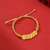 Dinero de los Cinco Emperadores 999 Oro de Pie Cuentas de Transferencia de Oro Pulsera de Oro Puro Dinero de la Suerte Año Cuerda Roja Cadena de Pie DIY para Hombres y Mujeres