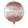 Novo 22 polegadas impressão 4D bola feliz aniversário balão de filme de alumínio decoração de festa tema de aniversário balão de filme de alumínio atacado