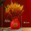 Vaso Plástico Cerâmico Imitação Shishi Ruyi, Resistente a Quedas, Flor Artificial Transfronteiriça, Vaso de Flores de Ano Novo, Saco da Sorte com Frutas Vermelhas, Casamento com Flores Secas