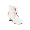 Fábrica de comercio exterior Botines cortos Lolita para mujer, botines con punta cuadrada, tacón alto grueso, cordones frontales, diseño de mariposa, talla grande