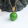 Guan Yu Ouro 18K Incrustado Jade Natural Hetian Jadeíta Conta Redonda Corrente Clavícula Pingente E-commerce Transmissão Ao Vivo Dropshipping S2051606