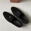 Versión de Piel de Oveja~Mocasines de Gamuza Estilo Retro Old Money para Mujer Hebilla Metálica Slip-on Versátiles Cómodos Planos de Tacón Bajo