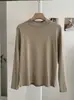 KEKEZOON playera básica de manga larga ajustada de color liso con cuello alto pequeño top toma real 8803