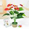 Ventas Directas de Fábrica Anturio Simulado 18 Cabezas 5 Flores 6 Flores Tacto Real Planta Verde Flor Artificial Decoración para el Hogar Pared de Plantas Jardinería de Jardín