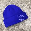 Ins Mismo Estilo Color Caramelo Estilo Coreano Celebridad de Internet Estudiante Sombrero de Lana para Mujer Otoño e Invierno Bordado Tejido Cara Sonriente Sombrero Piel de Melón