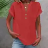 Camisa de Verano para Mujer de Color Sólido con Cuello Alto, Botones y Manga Corta, Estilo Europeo y Americano, 2026