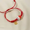 Pulsera de Cerámica Jingdezhen Cuerda para la Mano Cuerda Roja Pareja Hombres y Mujeres Tejida a Mano Simple Regalo para Chica Estudiante Suministro en Vivo
