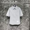 TIME brew nova camisa seersucker de manga curta TB marca da moda listrada masculina e feminina camisa fina de cor sólida