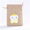 Bolsa de tela para guardar dientes de leche del Hada de los Dientes Bolsa con cordón de dibujos animados para dientes de leche Bolsa de almacenamiento de recuerdo para el cambio de dientes de los niños