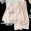 Pijama Dulce de Algodón Nube para Niñas, Nuevo Estilo Primavera/Otoño, Manga Larga, Cuello de Solapa, Se Puede Usar Afuera, Ropa de Casa de Dibujos Animados, Conjunto de Dos Piezas