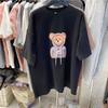 Camiseta de algodón de manga corta tridimensional 3D estilo coreano para estudiantes, dulce, linda, de verano, holgada, con oso, ropa de viento perezoso