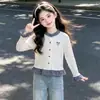 Conjunto de Primavera y Otoño para Niñas 2026 Nuevo Estilo Camiseta Falsa de Dos Piezas Infantil Moda de Niña Conjunto de Dos Piezas de Otoño Tendencia