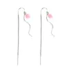 Pendientes Largos de Camelia Azul con Olas Estilo Hada de Moda para Vacaciones Pendientes de Rosa Pendientes de Borlas de Flores Rosas