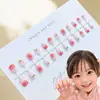 Paquete de 24 Puntas de Uñas Infantiles Piezas de Uñas Cortas Arte de Uñas de Dibujos Animados Lindos para Niñas Pequeñas Puntas de Uñas Portátiles