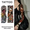 Pegatinas de tatuaje de brazo completo estilo japonés Hana-ji transfronterizas, coloridas pegatinas florales tradicionales para el brazo, impermeables y de larga duración, tamaño grande para hombres y mujeres