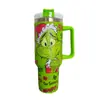 Copo de Carro Halloween 40oz Copo Térmico Stanley Copo de Gelo Copo com Alça Copo de Água 5D Grinch Copo com Canudo