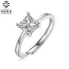 Anillo Auténtico de Moissanita Jiuzuan, Lujo Ligero Quilate Seis Garras Plata S925 No se Desvanece Anillo Ajustable para Mujeres