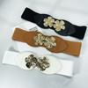 Cinturón elástico de mujer con flores grandes y funda decorativa para la cintura de chaqueta de vestir.