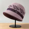 Sombrero de Otoño Invierno para Madre de Mediana Edad y Anciana, Ala Ancha, con Felpa Adicional, Sombrero Grueso de Lana para Mujer, Señora Mayor, Cálido, Protección contra el Frío, Sombrero de Tejido para Abuela