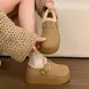 Zapatos Birkenstock Invierno Más Terciopelo Suela Gruesa Uso Exterior Zapatos de Algodón para Mujer 2026 Estilo Nuevo Más Terciopelo Cálido Botas de Nieve para Mujer Suela Gruesa Aumento de Altura